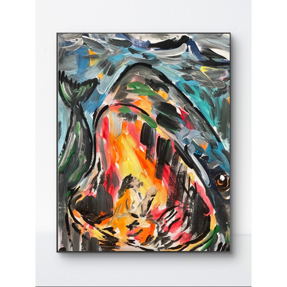 OMAN Original Jonah In Fish Painting Abstract Expressionist Art 11x14 Modern Art